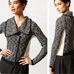 Anthropologie Yellow Bird sweater jacket Asymmetrical zipper Moto style Sz S
